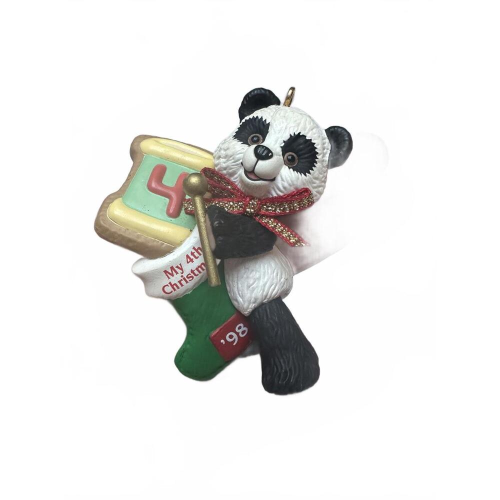 Hallmark Vintage Keepsake 1998 My 4th‎ Christmas Panda Ornament Birthday Holiday
